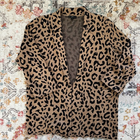 Women’s J. Crew Cheetah Print Knit Cardigan size M - Picture 1 of 7